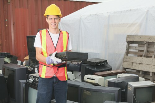 Professional rubbish collection service in action