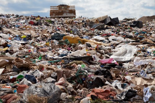 Workers segregating construction waste